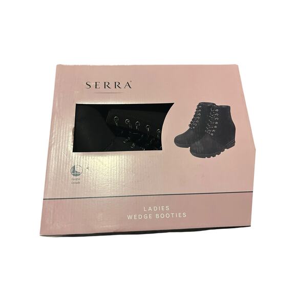 Serra Ladies Wedge Booties Size 9 Black NIB - Picture 1 of 4